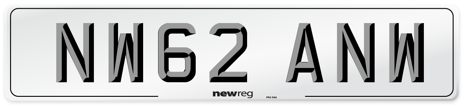 NW62 ANW Number Plate from New Reg
